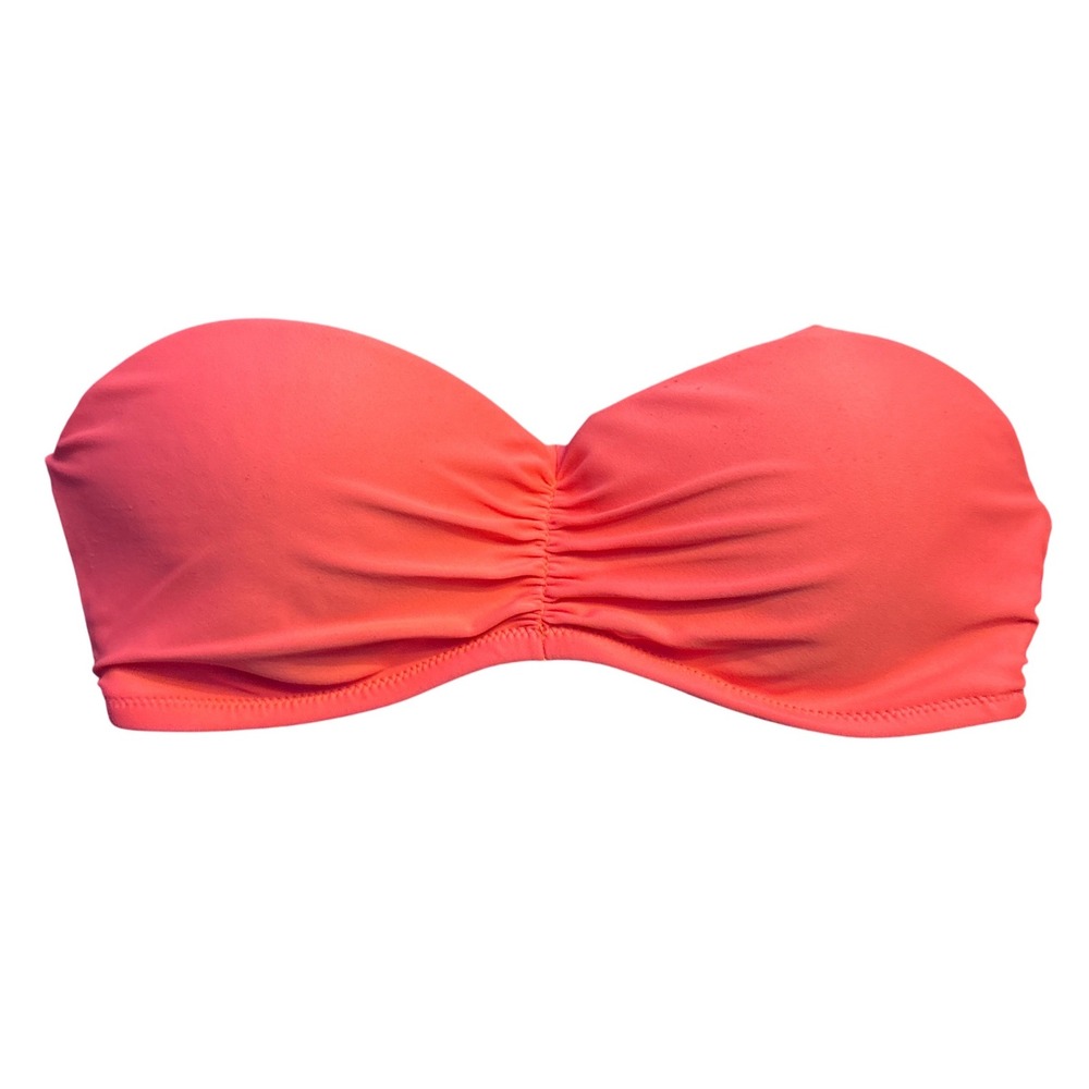 Coral Bandeau Bikini Top with Multicolor Strappy Back Size S